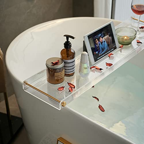 Bathtub Tray Acrylic Bath Tray Bathtub Caddy Non-Slip Bath Tub Tray Table With Gold Brushed Handles #TOP1
