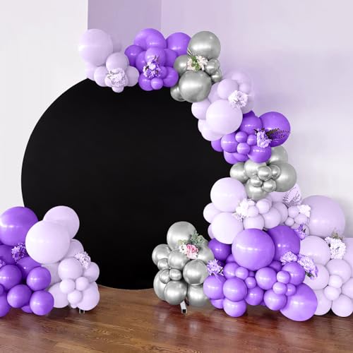Image of 6.5ft Black Round Backdrop Cover Black Arch Backdrop Photography Balloon Birthday Photo Backdrop for Halloween Party Baby Shower Decor