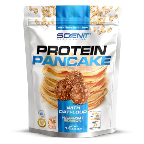 Protein Pancake - 1 kg - Con Harina de Avena, para preparar tortitas proteícas - 25% de proteínas, alto en fibra - Pancakes Proteina (1 kg, Bombon avellana)