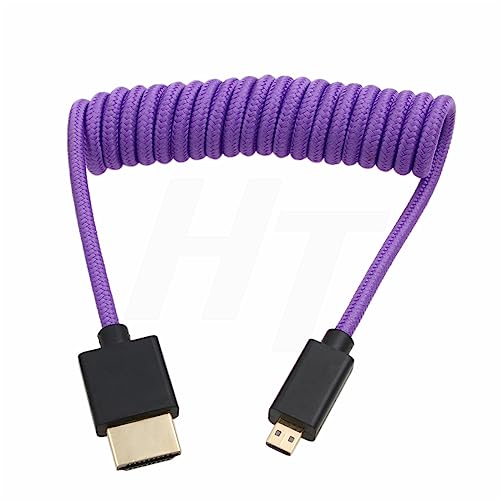 HangTon Micro HDMI to HDMI 4K 8K 60p Braided Coiled Cable for Sony ZVE-10 A7S A7R Canon R10 R6 MKII Lumix Camera SmallHD ATOMOS Ninja V Monitor Type A D HDMI 2.1 - Image 2
