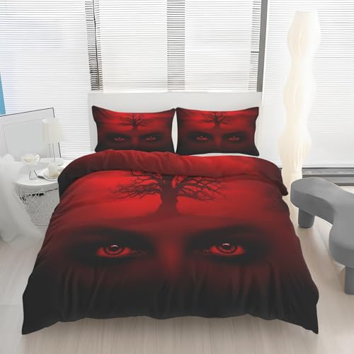 Housse de couette 200x200 arbre gothique parure lit microfibre 2 personnes