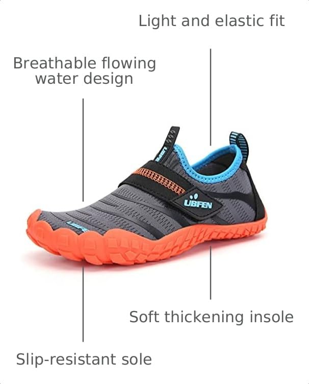 Image of UBFEN Kids Water Shoes for Boys Girls Quick-Dry Swim Aqua Socks | Lightweight, Barefoot-style, Perfect for Water parks, Beach, Pool, Kayak, Creek Hiking, Camping, Toddler, Little Kid, Big Kid