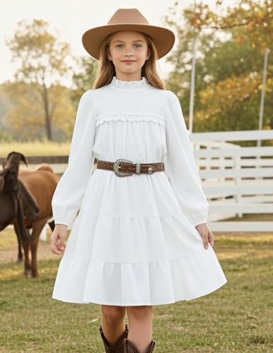 Sunny Spirit Girl's Long Sleeve Dress Tween Fall Formal Party Midi Tiered Flowy Swing Dresses 5-14 Year2