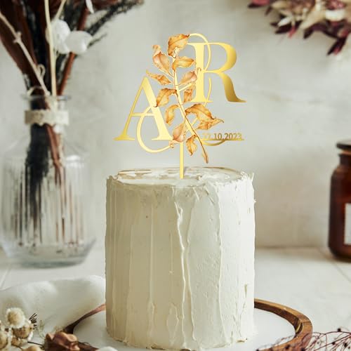 Personalized Fall Wedding Cake Topper in Acrylic Custom Bride and