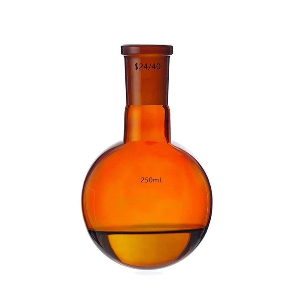 24/40 szklanej kolby, okrągłe dno, pojedyncza szyja, laboratorium, brązowa butelka, naczynie na szyję (250 ml)