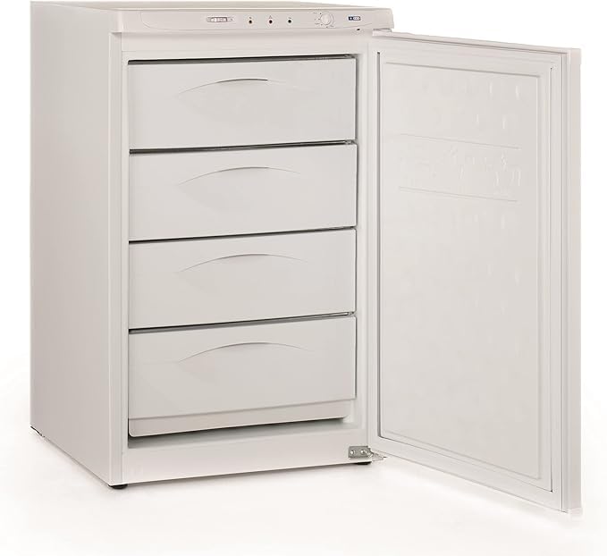 MBH - Congelador vertical profesional pequeño con 4 cajones para hostelería. Armario congelador industrial 84 litros para restaurante.