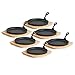 BBQ-TORO Juego de Sartén Redonda de Hierro Fundido | 6 Piezas | Ø 22 cm | Curada - Pre-Seasoned | con Mango Extraíble y Soporte de Madera | para Gas, Inducción, Eléctricas, Fuego, Barbacoa
