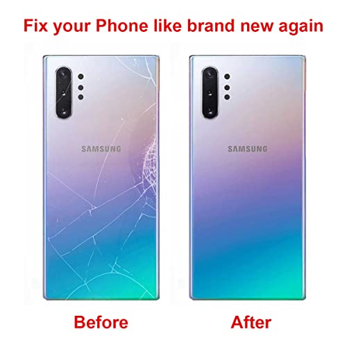 Rear Back Glass Replacement for Samsung Galaxy Note 10 Plus with Reparing Toolkit and Pre-Installed A-dhesive (Aura Glow)