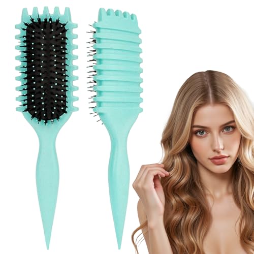 Zeatly Curl Defining Brush for Women Curly Hair Brush for Defined Curls Waves & Coils - Reduces Frizz & Enhances Shine - Perfect for Natural Curly Hair Care (Green)