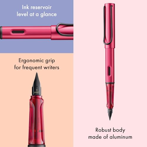 Image of LAMY AL-star fiery - Fountain Pen with ergonomic grip & polished steel nib in size EF - lightweight aluminum body - including LAMY T 10 blue cartridge - Right-Handed