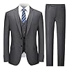 Cooper & Nelson 3 Piece Mens Suit Set, 2 Button Slim Fit Suit for Men, Solid Jacket, Vest, Pants and Tie