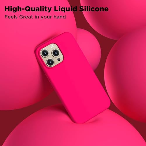 Image of Back Cover for iPhone 13 Pro Case,[Military Shockproof Protection] Liquid Silicone Case with [Soft Anti-Scratch Microfiber Lining for iPhone 13 Pro (Hot Pink)