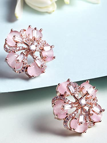 Image of Karatcart Women Green American Diamond Stud Earrings
