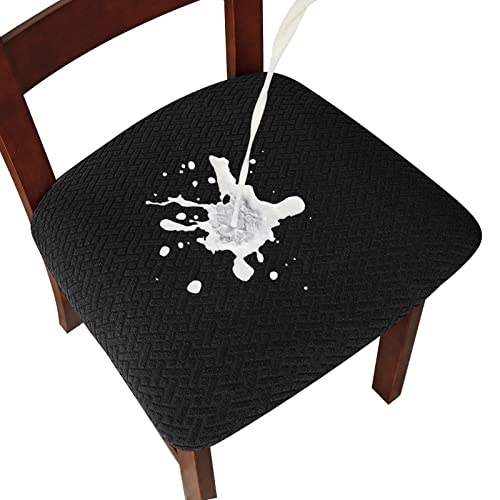 Genina Waterproof Seat Covers For Dining Room Chairs Covers Dining Chair Seat Covers Kitchen Chair Covers Slipcovers (Black, 4 Pcs) #TOP16