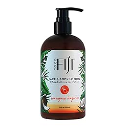 Coco Fiji Face & Body Lotion Infused With Coconut Oil | Lotion for Dry Skin | Moisturizer Face Cream & Massage Lotion for Women & Men | Lemongrass Tangerine 12 oz, Pack of 1