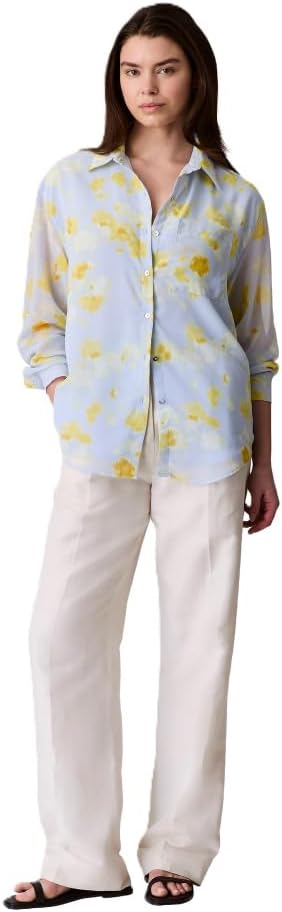 Calvin Klein Womens Printed Classic Button-Down Shirt - Image 3