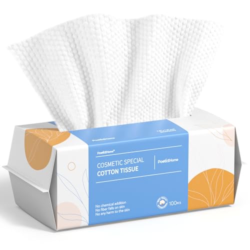 Image of PoeticEHome Disposable Face Towels, Soft Dry Wipes, 1 Pack, 100 Count | Biodegradable Cotton Face Wipes, Soft & Lint-Free Facial Cleansing Towels for Face Drying, Makeup Removal, Wet or Dry Use