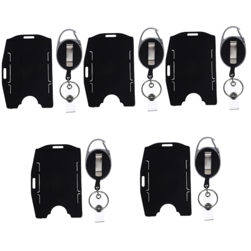 Porte-badge vertical lot de 5 cadres en alliage noir pour carte d'identité