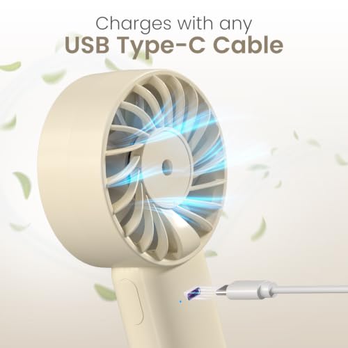 Image of Portronics Toofan Mini 2 Rechargeable Personal Hand Fan with 4000mAh Battery, Up to 6000 RPM High-Speed Airflow, 5 Speed Levels, BLDC Motor, Type-C Charging, For Travel, Office, Makeup & Outdoor