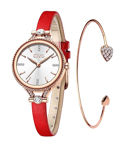 CIVO Set Montre et Bracelet Petit: Rond Analogique Élégant Mode - Etanche Cadeau Chic Montre pour Femmes