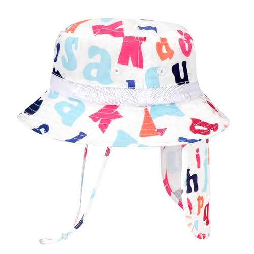 JUPSK Sombrero de Playa para niños, Sombrero de Cubo para niños Sombrero de protección para el Cuello Sombrero de Sol Sombrero Plegable para niños Sombrero de protección Solar Ajustable