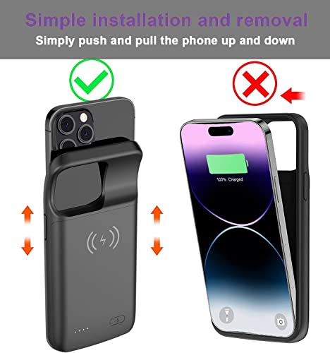 Aftryougo Battery Case For Iphone 14/14 Pro 6.1Inch 8000Mah,Qi Wireless Charging,Wired Headset,Sync-Data Supported, Extended Rechargeable Charger Case For Iphone14/14 Pro-Black #TOP1