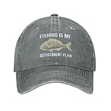 Ositerpz Fishing is My Retirement Plan Hat for Women Baseball Hat Graphic Cap Gray