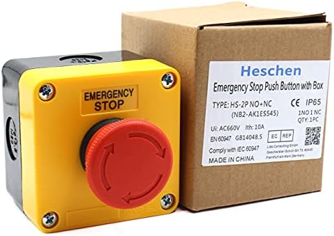 Heschen Red Sign Emergency Stop Switch Push Button Switch 660V 10A with Box