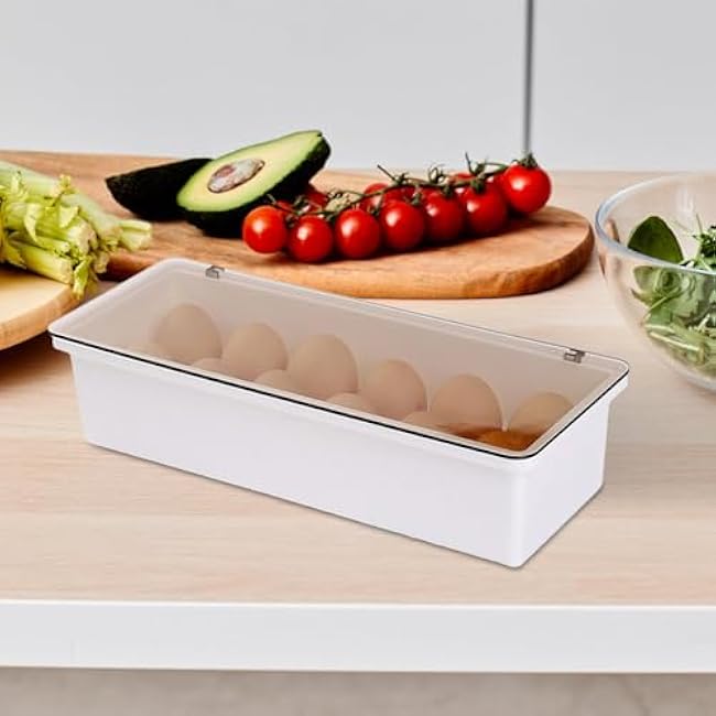 Egg Organizer for Refrigerator - Refrigerator Egg Storage Containers 12-Grid | Storage Organizer Dispenser with Lid for Home Cabinet Kitchen Countertop Apartment Pantry Restaurant