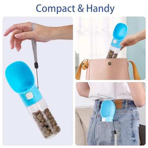 Colorday Handheld Dog Treat Dispenser Built-in Clicker & Treat Pouch, Slow Feeder for Puppy Training Walking Hiking Traveling (10 OZ, Blue) - Thumbnail 6