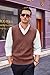 Runcati Mens V Neck Sweater Vest Casual Cable Knitted Pullover Knitwear Slim Fit Sleeveless Sweaters Coffee