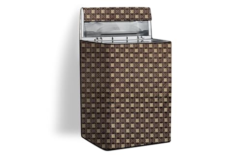 Image of Stylista Top Load Fully Automatic Washing Machine Cover Compatible for IFB 8 kg, 8.5 kg, 9 kg & 9.5 kg, Basketweave Pattern Brown