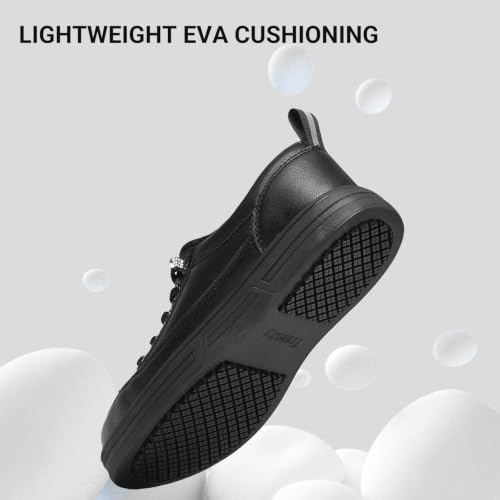 Treesky Black Non Slip Work Shoes for Women, Waterproof Leather Sneakers by Treesky - Used condition - Image 5