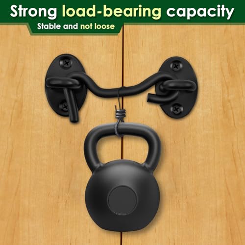 Image of Hook and Eye Latch Thickened Stainless Steel Sliding Barn Door Latch Rustproof Eye Hook Latch Easy Installation Door Hook Lock High Safety Door Latch Lock for Cabinet Door