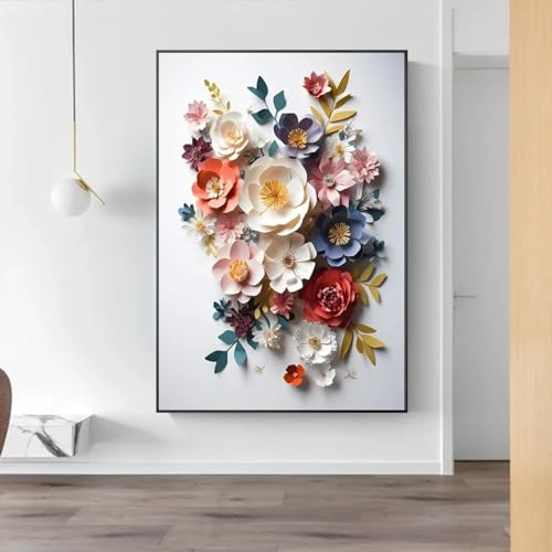 Tableau sur Toile Fleurs 3D Moderne pour Sublimer la Déco de votre Salon