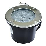 LEDwholesalers Low Voltage In-Ground LED Well Light with Brushed Stainless Steel Trim 12V AC/DC, 14W, 3733WW
