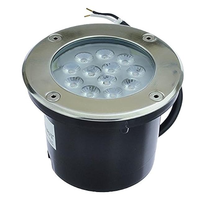 Low Voltage In-Ground LED Well Light with Brushed Stainless Steel Trim 12V AC/DC, 14W, 3733WW