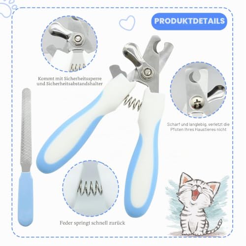 Crafterlife Blaues Haustier Pflegeset 6-TLG | Edelstahl Bürste & Kamm für Hunde, Katzen, Kaninchen & Kleintiere | Fellpflege gegen Haarausfall & Verfilzungen | Mit Nagelknipser & Pflegehandschuhen