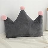 Beisto Plush Crown Shaped Pillow, 20*15 Inch, Grey, PP Cotton Fill, Novelty Decorative Sofa Bed Back Cushion, Perfect for Home, Office, Gift