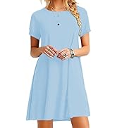 EFOFEI Womens Casual Swing Round Neck Short Sleeve Dress Loose Summer Tunic T Shirt Dress Plus Size