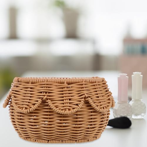 Panier de rangement marron à capacité optimale avec couvercle inclus