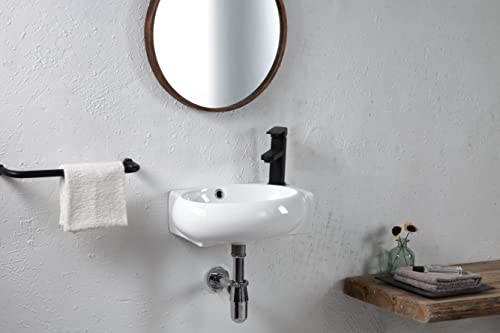 STARBATH PLUS Keramik Handwaschbecken Oval Mit Hahnloch Waschschale Wandmontage 43 x 28 x 12 cm