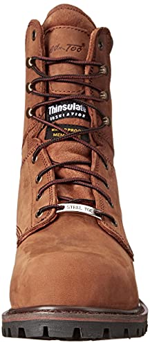 Ad Tec Men's 9490 9" Certified Super Logger Work Boots Waterproof Crazy Horse Leather, Brown-Broad Steel Toe, Electrical Hazard Sole3