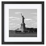 ONE WALL Tempered Glass 1PCS 11x11 Picture Frame with Mats for 8x8 Photo, Black Wood Frame for Wall and Tabletop - Mounting Hardware Included