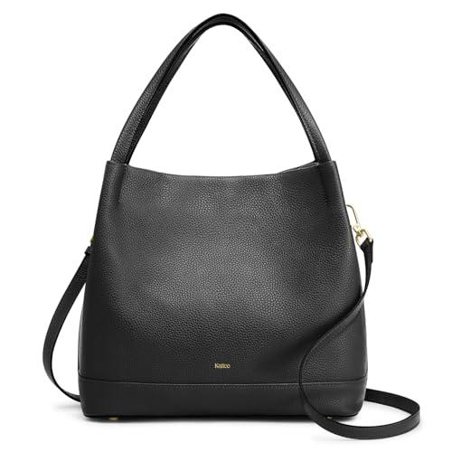 Kattee Genuine Leather Handbags for Women 2025 Trendy, Soft Leather Bucket Bags Shoulder Tote Crossbody Purses with 2 Straps