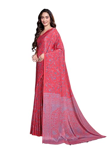 Garden Vareli Floral Print Crepe Saree With Unstitched Blouse Pie...
