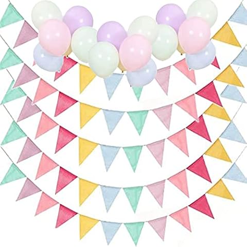 60 Flags Colourful Bunting Waterproof Outdoor 20 Meters Hessian Pennant Bunting Banner for Wedding Birthday Party Garden Home Festival Decoration Cover
