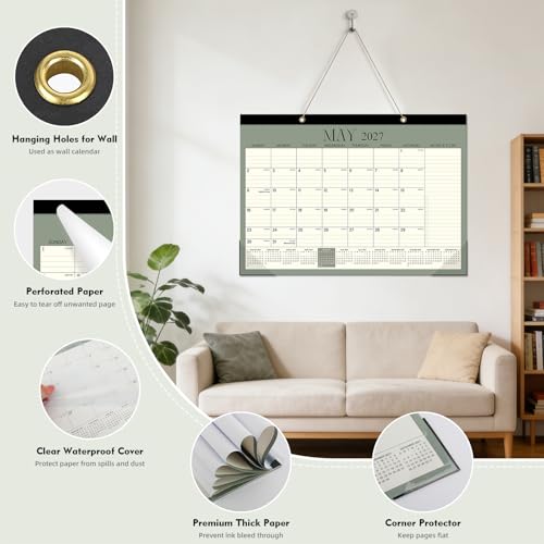 Image of Tcamp Desk Calendar 2026-2027, Large Desktop /Wall Monthly Calendar