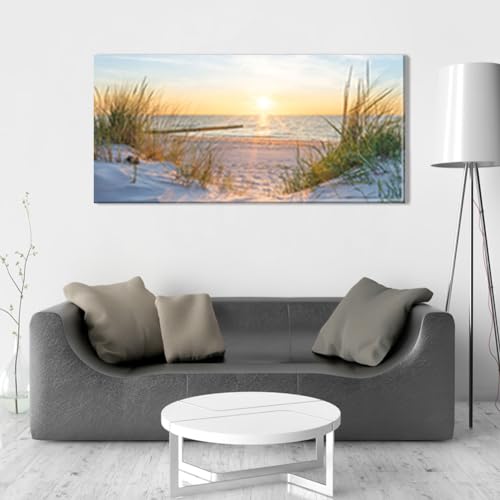 Beach Wall Art Canvas Prints Seascape Picture Sunset Painting Modern Coastal Wall Artwork Framed Bathroom Home Office Decor(B, 24x48inch) - Image 5