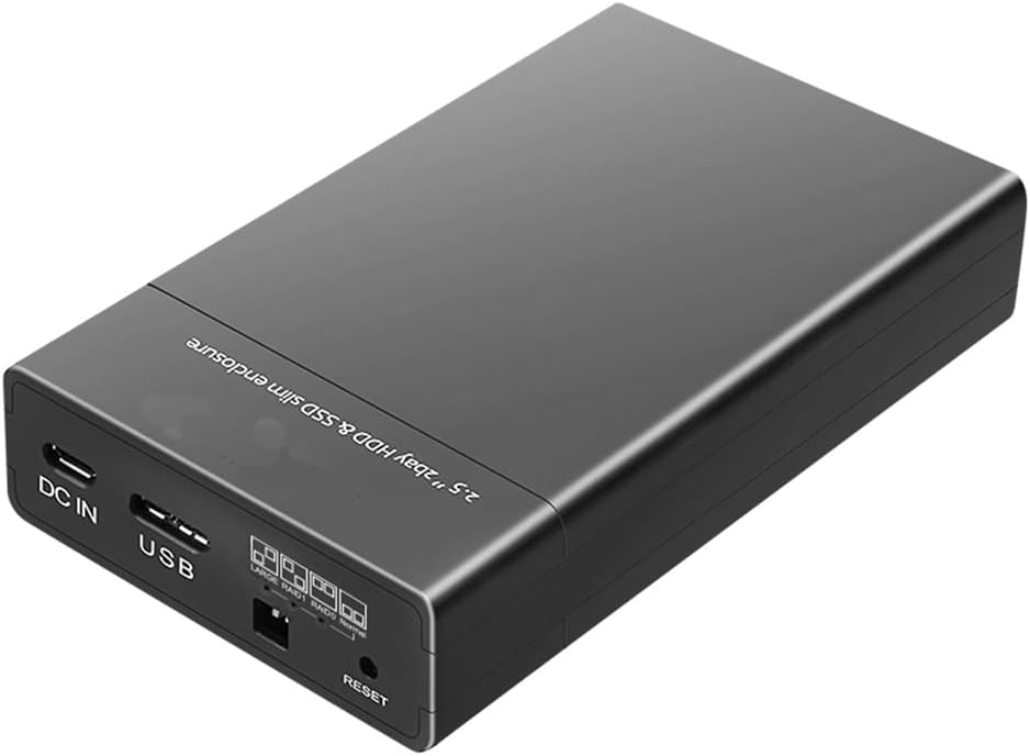 isheep Portable 2 Bay SATA RAID Enclosure for 2.5-inch Hard Drives with USB 3.0 Support - Up to 12TB Capacity - 4 RAID Modes